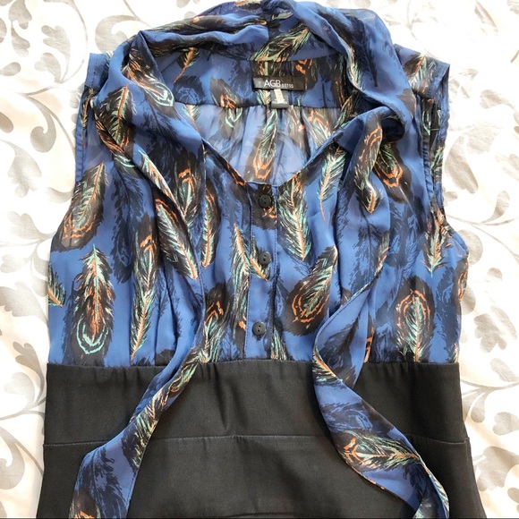 dress, black and blue, feather pattern - Picture 2 of 2